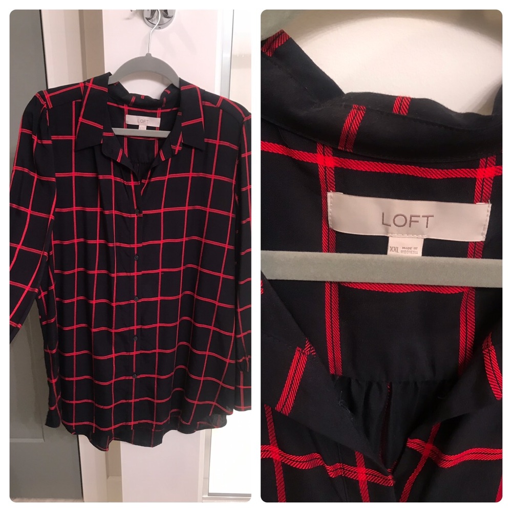 Navy and red long sleeve loft top